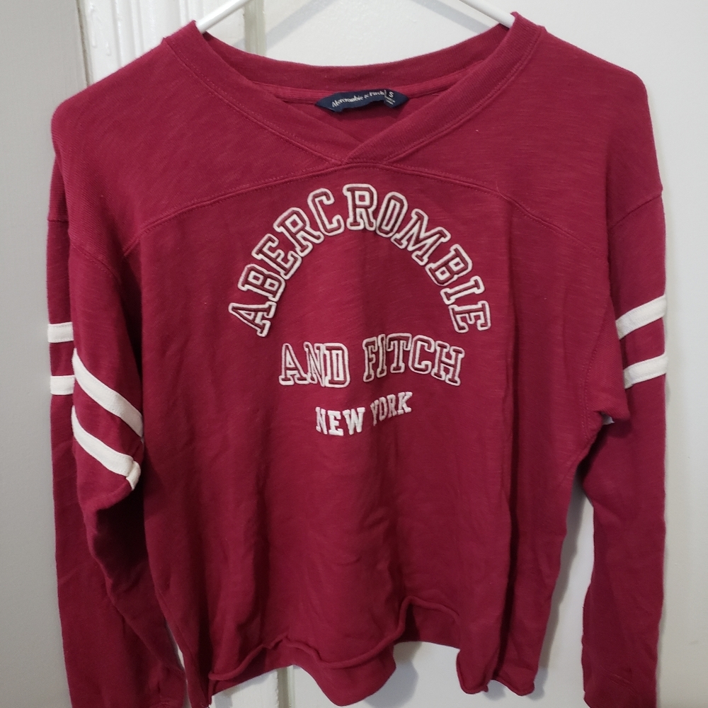 Maroon Jersey Style Sweater Abercrombie and Fitch